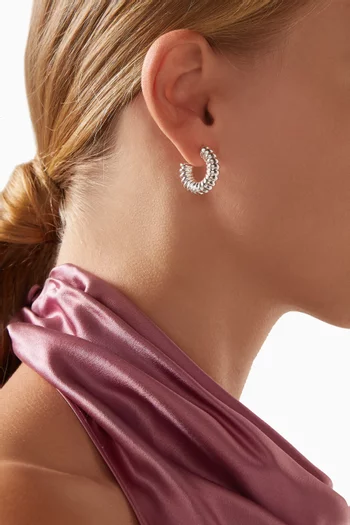Ridges Hoop Earrings in Silver-plated Brass