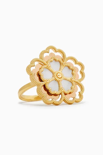 Farfasha Giardino Oro Medium Motif Ring in 18k Yellow & White Gold
