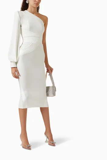 Me And You One-shoulder Midi Dress in Jersey Fabric