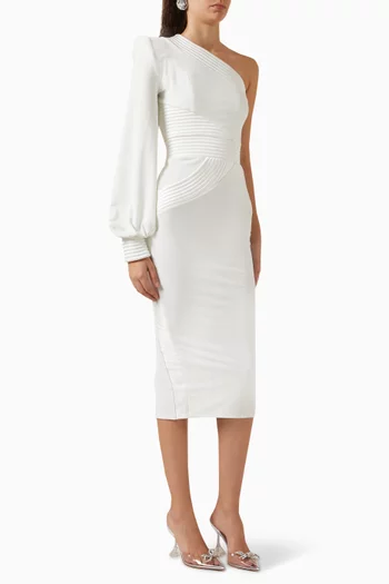 Me And You One-shoulder Midi Dress in Jersey Fabric