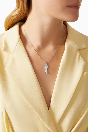 Wings Reflection Diamond Winter Pendant Necklace in 18kt White Gold