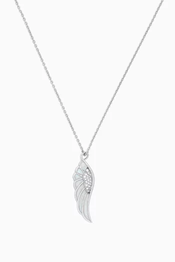 Wings Reflection Diamond Winter Pendant Necklace in 18kt White Gold