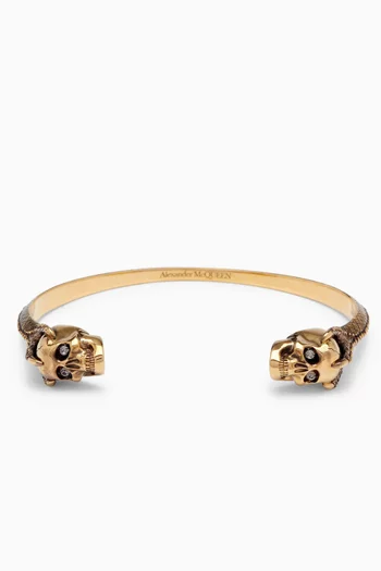 Victorian Skull Cuff Bracelet in Brass