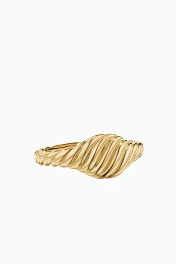 Sculpted Cable Micro Pinky Ring in 18kt Yellow Gold