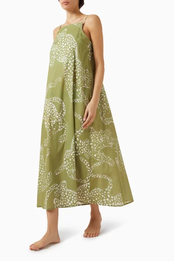 فستان نوم بفتحة رقبة مربعة قطن فوال عضوي