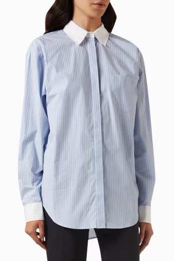 Stripe Oversized Shirt in Cotton Poplin
