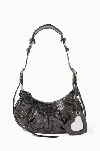 XSmall Le Cagole Shoulder Bag in Metallized Arena Lambskin
