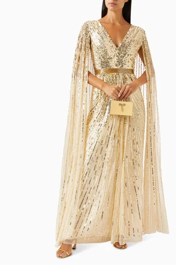 Sequin Cape Gown