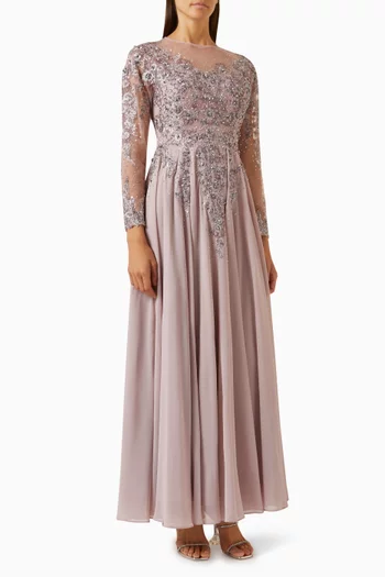 Crystal-embellished Gown in Lace