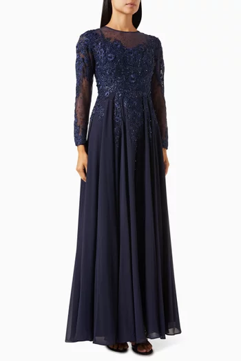 Crystal-embellished Gown in Lace