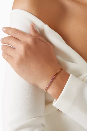 Rainbow Sapphire Tennis Diamond Bracelet in 18kt Yellow Gold
