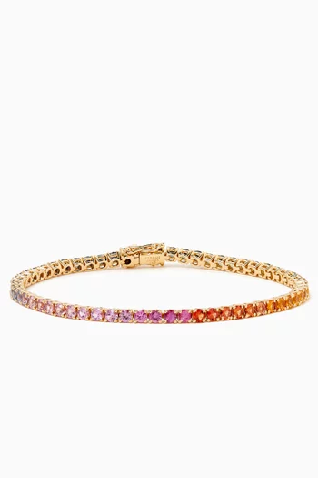 Rainbow Sapphire Tennis Diamond Bracelet in 18kt Yellow Gold