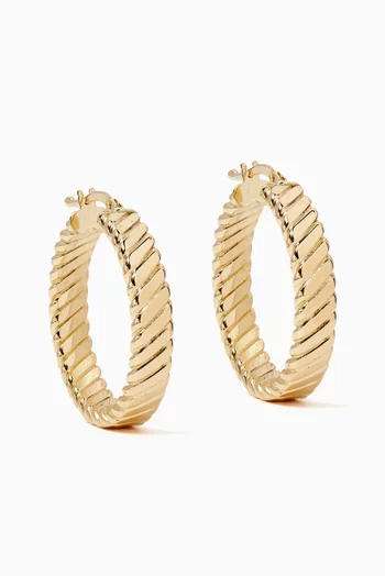 Ribbed Hoops in 14kt Gold