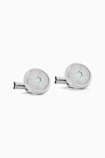 Round Star Cufflinks in Stainless Steel