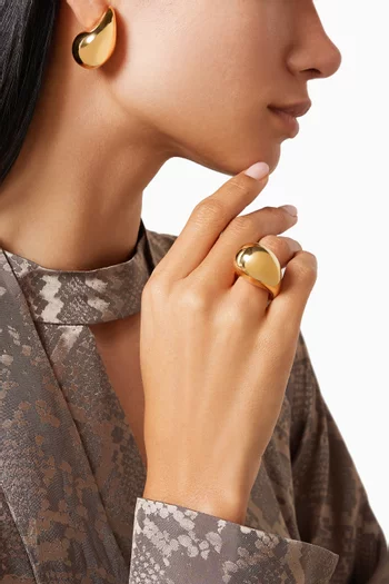 خاتم بتصميم قطرة فضة إسترلينية مطلية بالذهب عيار 18