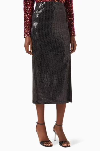 Yasdarkness Sequinned Midi Skirt