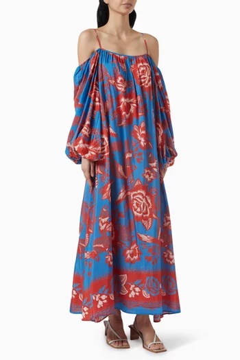 Lace Garden Off-shoulder Maxi Dress in Cotton