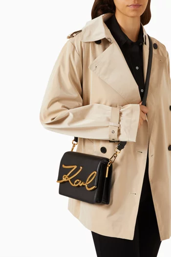 K/Signature Crossbody Bag in Leather