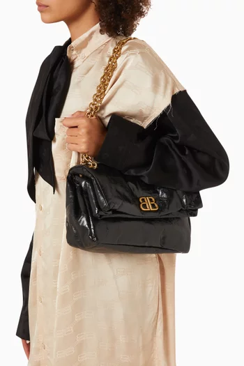 Small Monaco Chain Shoulder Bag in Arena Calfskin