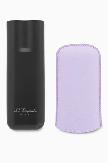 Double Cigar Case in Grained Leather & Metal