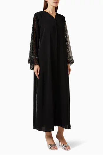 Embroidered Abaya in Organza-blend