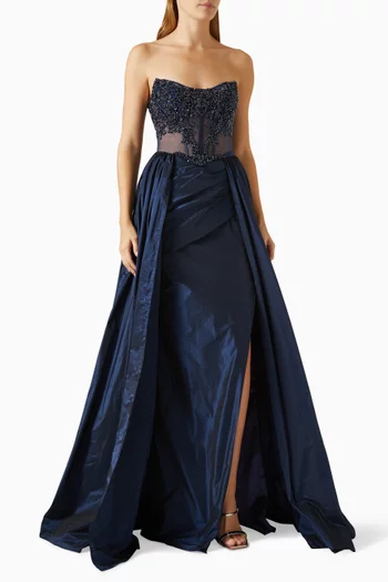 Beaded Strapless Gown