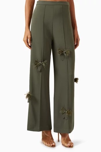 Feather-bow Pants in Crepe