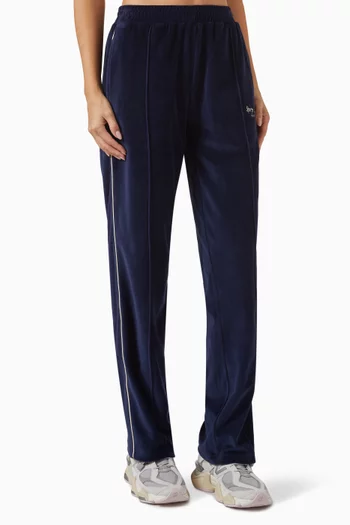 Buy Sporty Rich Blue Script Track Pants in Velour for Women in