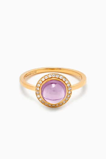 Noor Diamond & Amethyst Ring in 18kt Rose Gold