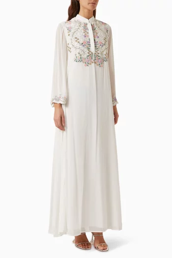 Leah Floral-embroidered Maxi Dress in Georgette