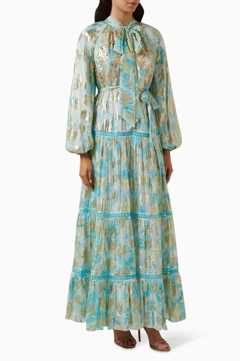 Kasba Tiered Maxi Dress in Lurex-georgette