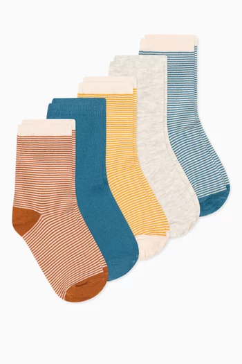 Pinstriped Socks, Pack of Five in Cotton