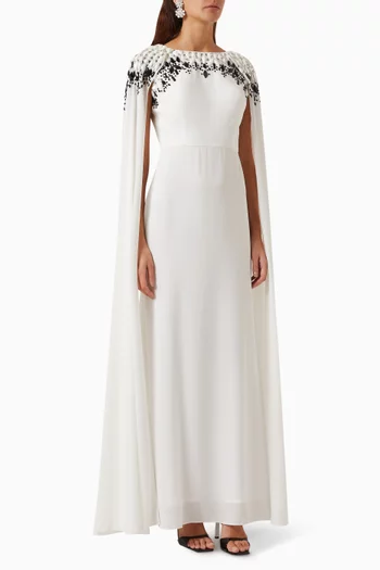 Reya Embellished Gown in Poly-crepe
