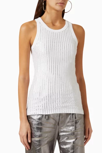Crystal-embellished Tank Top in Ribbed-jersey