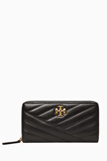 Kira Chevron Zip Continental Wallet in Leather