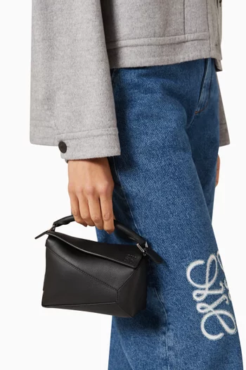 Mini Puzzle Top-handle Bag in Calfskin Leather