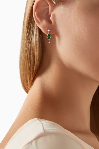 Green Onyx & Diamond Drop Earrings in 18kt Gold