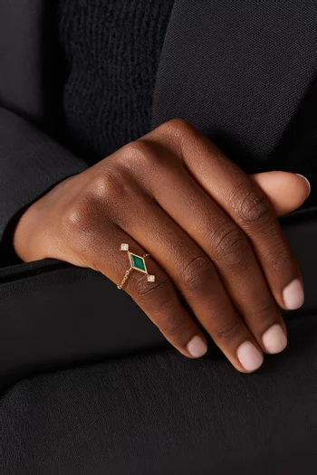 Khudra Diamond Chain Ring in 18kt Yellow Gold