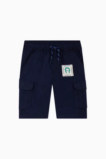 Logo-badge Bermuda Shorts in Cotton-poplin