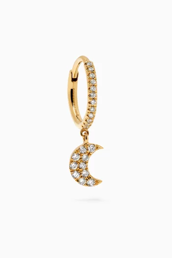 Moon Diamond Pavé Single Hoop Earring in 18kt Gold