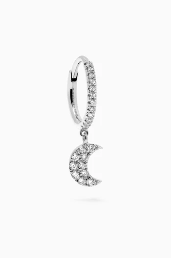 Moon Diamond Pavé Single Hoop Earring in 18kt White Gold