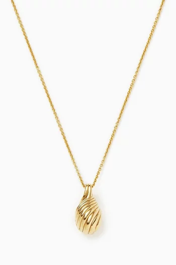 Wavy Ridge Droplet Pendant Necklace in 18kt Recycled Gold-plated Sterling Silver