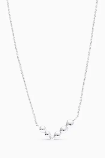 Articulated Beaded Floating Necklace in Rhodium-plated Sterling Silver