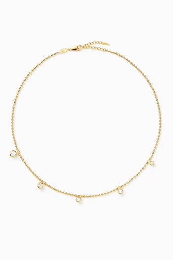 Stone Charm Drop Necklace in 18kt Recycled Gold-vermeil