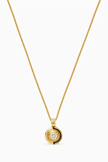Enamel & Stone Byline Round Pendant Necklace in 18kt Gold-plated Vermeil