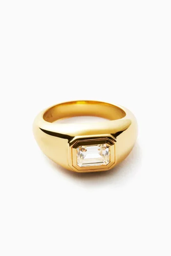 Enamel & Stone Dome Statement Ring in 18kt Recycled Gold-plated Vermeil
