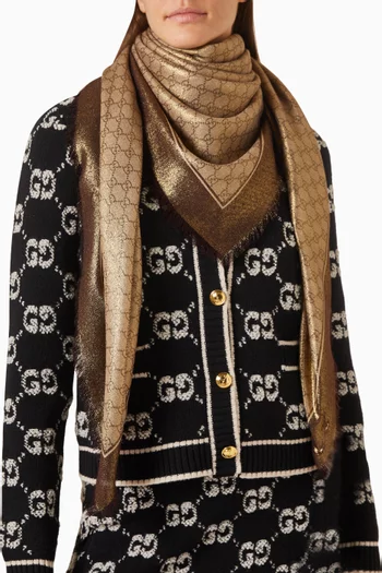 وشاح صوف جاكار لامع بشعار حرفي GG