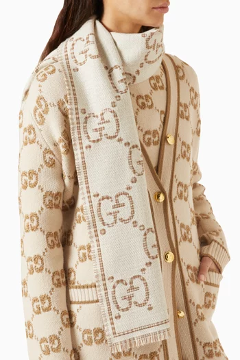 Houndstooth GG Scarf in Wool-blend Jacquard