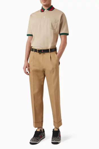 تي شيرت بولو بياقة ويب مخططة قطن بيكيه مطاطي