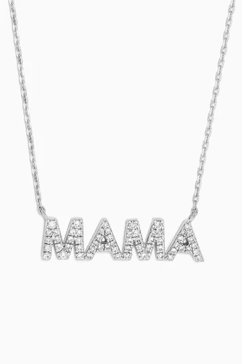 Mama Diamond Pendant Necklace in 18kt White Gold